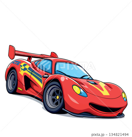 Vsai cartoon red racing sports car vector illustration Vsai cartoon red racing sports car vector illustration 134821494
