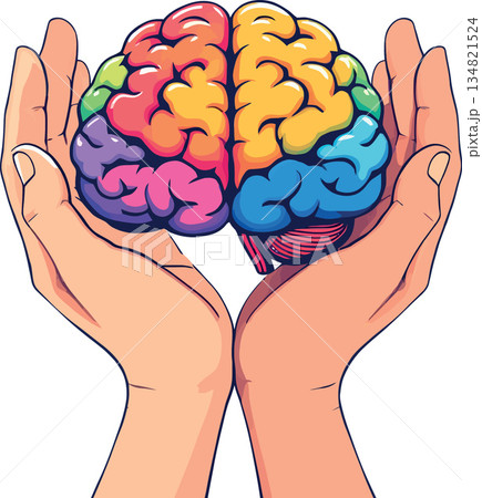 Vsai hands holding human brain, illustrating mental health care Vsai hands holding human brain, illustrating mental health care 134821524