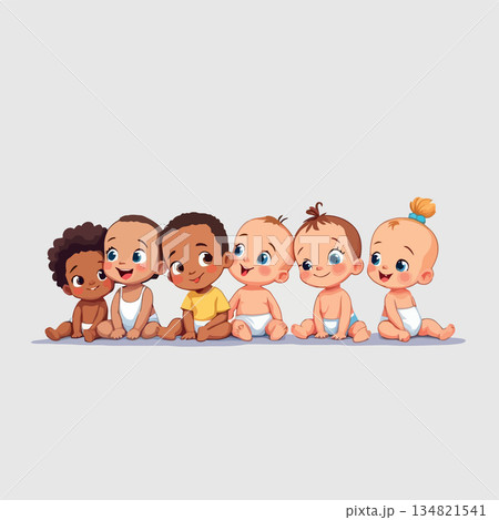 Vsai diverse babies sitting together illustrating childhood and innocence Vsai diverse babies sitting together illustrating childhood and innocence 134821541