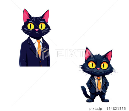 Vsai black cat character dressing in business suit and tie Vsai black cat character dressing in business suit and tie 134821556