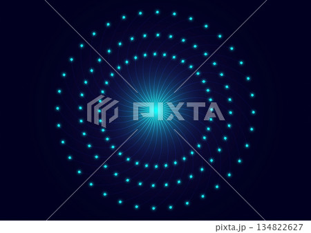Futuristic Blue Radial Data Visualization Circle on Dark Background 134822627