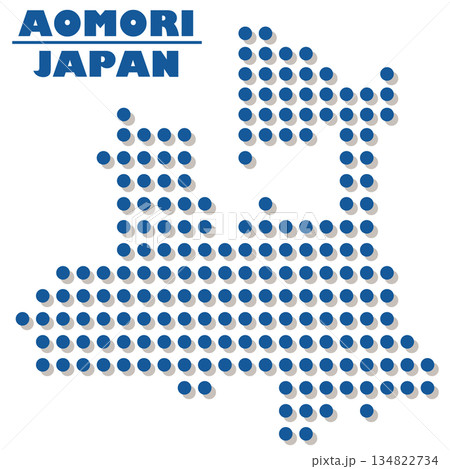 日本のベクターイラスト地図素材:ドット青森県全体地図 日本のベクターイラスト地図素材:ドット青森県全体地図 134822734