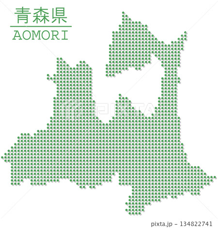 日本のベクターイラスト地図素材:ドット青森県全体地図 日本のベクターイラスト地図素材:ドット青森県全体地図 134822741