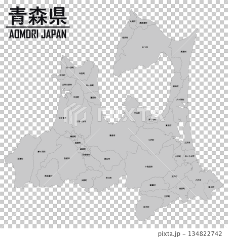 日本向量插圖地圖:青森縣地圖 日本向量插圖地圖:青森縣地圖 134822742
