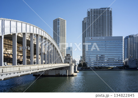 快晴の勝鬨橋 東京都中央区 快晴の勝鬨橋 東京都中央区 134822845