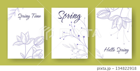 Set of delicate spring cards Set of delicate spring cards 134822918