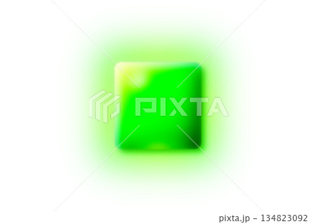 緑色の光る四角いボタン 134823092