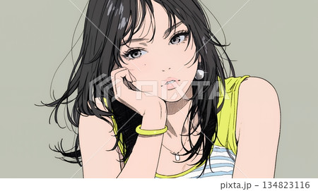 疑問や心配事、不快感、不満などを感じを感じて眉を潜めている若い女性