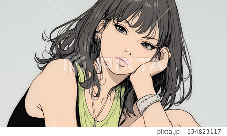 疑問や心配事、不快感、不満などを感じを感じて眉を潜めている若い女性