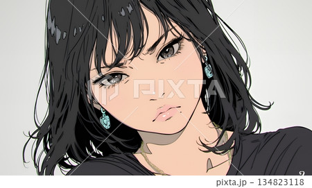 疑問や心配事、不快感、不満などを感じを感じて眉を潜めている若い女性