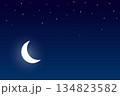 Moon and star in dark night 134823582