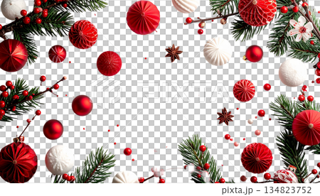Transparent background New Year decorations Japanese New Year design material Transparent background New Year decorations Japanese New Year design material 134823752