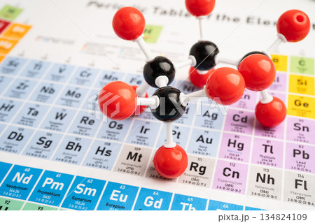 Molecules chemical on a periodic table. 134824109