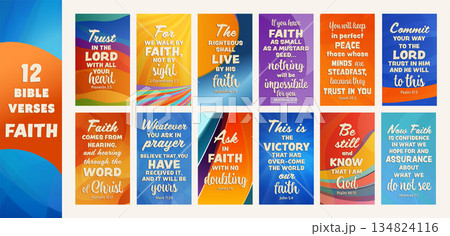 Set of Christian Bible verses focused on Faith for church social media and digital content Set of Christian Bible verses focused on Faith for church social media and digital content 134824116
