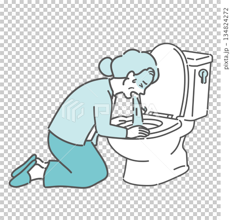 圖：一位老婦人在廁所劇烈嘔吐 134824272