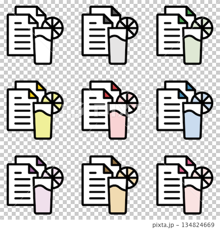 Illustration icon material set: Drink file 340 134824669