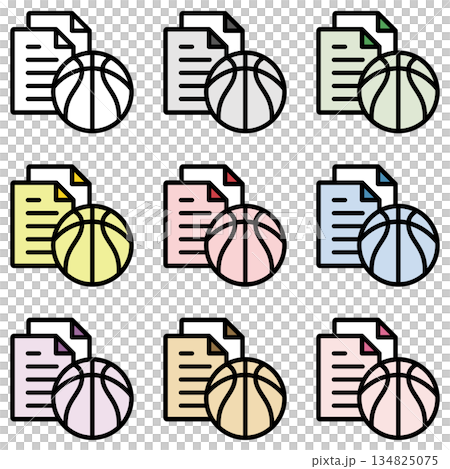 イラストアイコン素材セット：バスケットボールファイル297 134825075