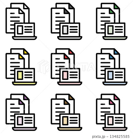 イラストアイコン素材：ノートパソコンファイル038 134825585