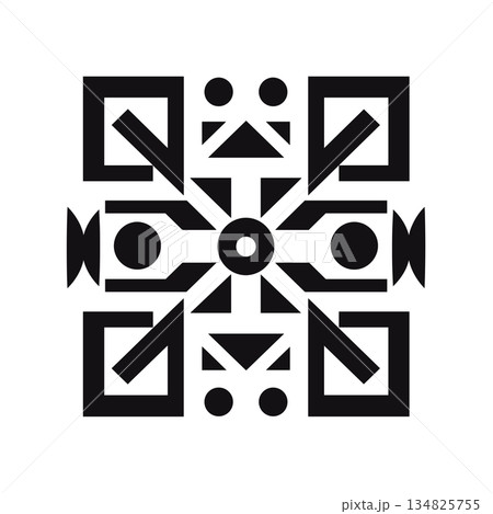 Geometric shapes form symmetrical abstract pattern in black and white Geometric shapes form symmetrical abstract pattern in black and white 134825755