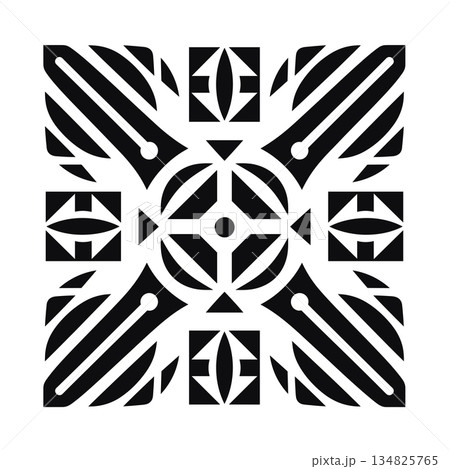 Black and white geometric pattern square design illustration 134825765