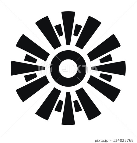 Abstract design of geometric shapes creating a stylized sun Abstract design of geometric shapes creating a stylized sun 134825769