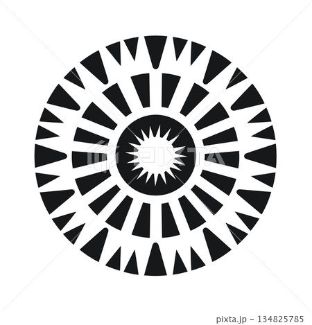 Circle design with repeating triangle and spike shapes 134825785