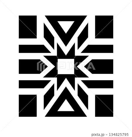 Geometric design with triangles, squares, and star shapes in black and white Geometric design with triangles, squares, and star shapes in black and white 134825795