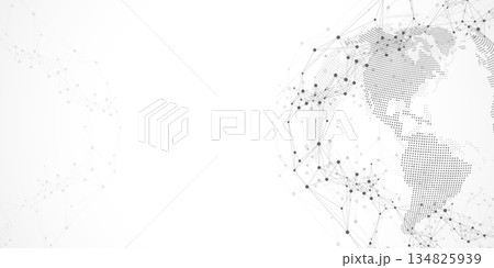 Global network connection banner design template. Header social network communication in the global business concept. Big data visualization. Internet technology 134825939