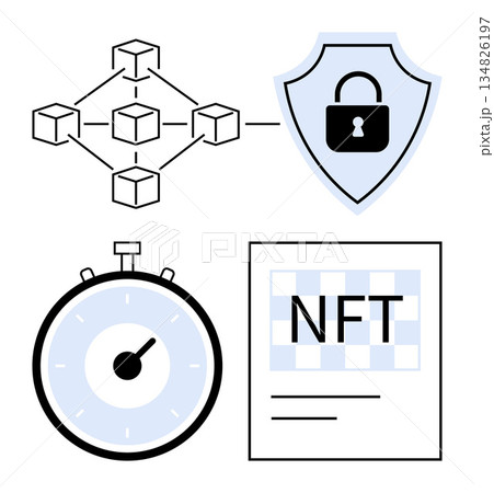 Blockchain, digital security, NFT assets,...のイラスト素材 [134826197] - PIXTA