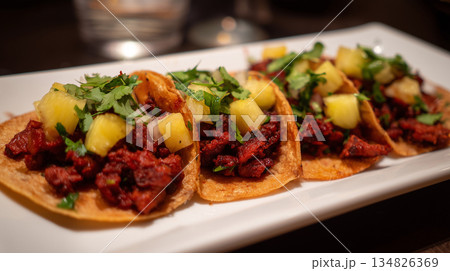 Tacos al Pastor with Pineapple and Cilantro Tacos al Pastor with Pineapple and Cilantro 134826369