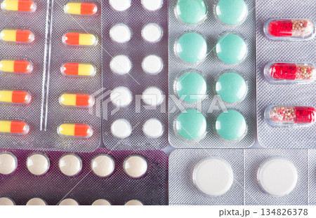 Different colored pills 134826378