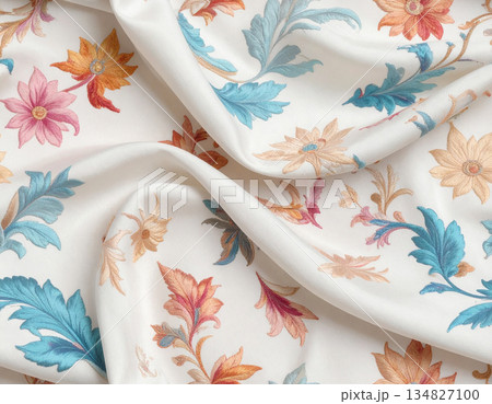 Attract fashion brands. Embroidered brocade fabric for haute couture or decor. Colorful textile. 134827100