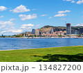 Waterfront walkway through the park in downtown of Kelowna 134827200