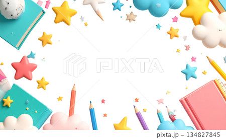 背景透過 教育・保育園向け かわいいフレーム素材 134827845