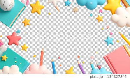 背景透過 教育・保育園向け かわいいフレーム素材 134827845