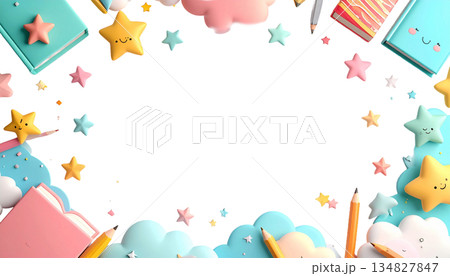 背景透過 教育・保育園向け かわいいフレーム素材 背景透過 教育・保育園向け かわいいフレーム素材 134827847