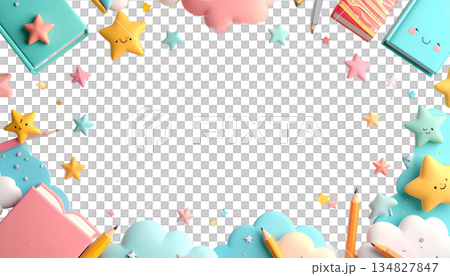 背景透過 教育・保育園向け かわいいフレーム素材 背景透過 教育・保育園向け かわいいフレーム素材 134827847