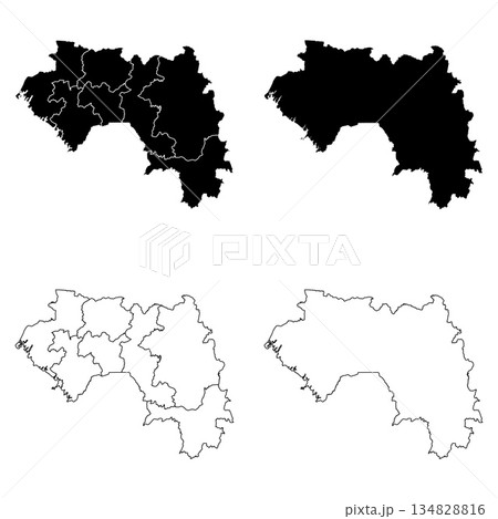 Guinea Outline and Solid Fill Map Set. 134828816