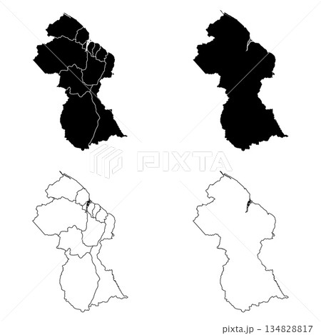 Guyana Outline and Solid Fill Map Set. Guyana Outline and Solid Fill Map Set. 134828817