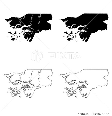 Guinea Bissau Outline and Solid Fill Map Set. 134828822