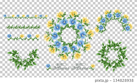 Watercolor floral frame set illustration in vector Watercolor floral frame set illustration in vector 134828938