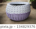 A white lilac rattan wicker pot 134829376