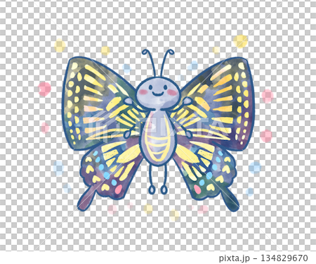 水彩蝴蝶人物插畫(正面)兒童插畫素材 水彩蝴蝶人物插畫(正面)兒童插畫素材 134829670