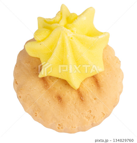 Cream cookies isolated on white background 134829760