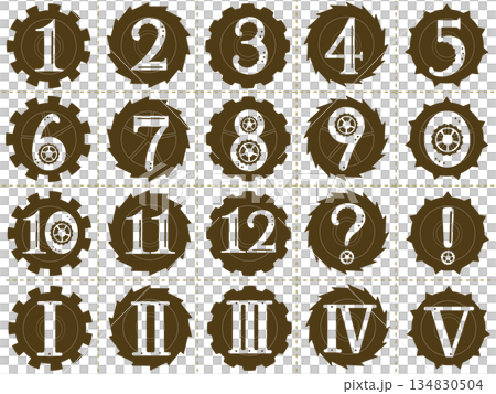 齒輪和數字圖示集（單色 2） 134830504