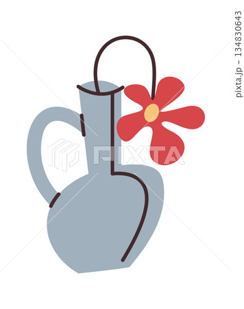 Ceramic jar with flower decor 134830643