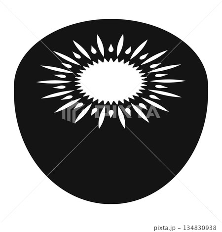 Kiwi Delight A striking monochrome illustration showcasing the iconic silhouette of a kiwi fruit 134830938