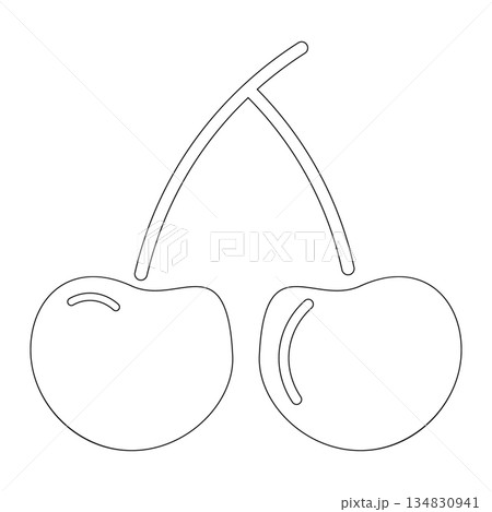 Cherry Outline A simple monochrome outline of a pair of cherries, evoking a sense of purity and minimalism 134830941