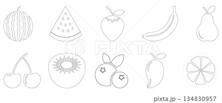 Fruit Sketch A simple artistic sketch of a variety of delicious fruits, offering a clean and modern aestheti 134830957
