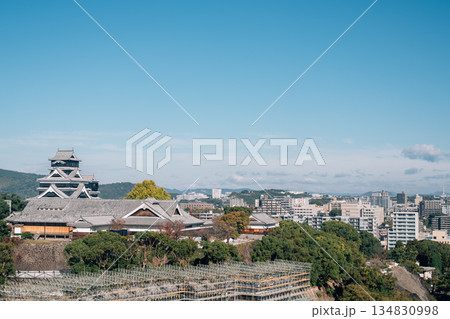 Kumamoto City View with Kumamoto Castle in Japan 134830998